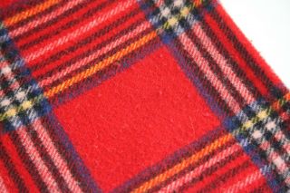 Vintage Faribo Red Plaid 100 Wool Blanket Throw Camp USA Lord & Taylor 54 x 50 2