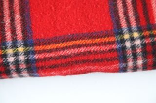 Vintage Faribo Red Plaid 100 Wool Blanket Throw Camp USA Lord & Taylor 54 x 50 3