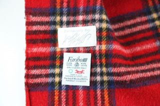 Vintage Faribo Red Plaid 100 Wool Blanket Throw Camp USA Lord & Taylor 54 x 50 5