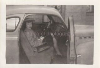 Car Lady Vintage Found Photo Bw Classic Snapshot Woman 811 42 H