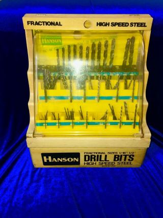 Vintage HANSON DRILL BITS STORE COUNTER TOP DISPLAY CASE DRAWER ADVERTISING 5