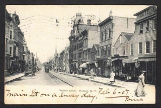 Warren Street,  Hudson,  Ny Undivided Back Postcard (1907 To Bound Brook,  Nj)