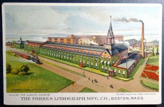 Postcard Advertising Forbes Lithograph Mfg Co Boston Chelsea Mass 1908