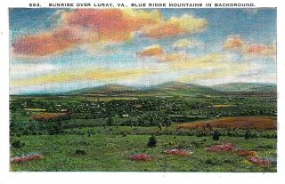 Vintage 1915 - 30 Va " Sunrise Over Luray Blue Ridge Mountains Background Va " Pc