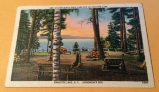 C1940 Linen Postcard Golden Beach,  Raquette Lake,  Ny Adirondack Mts 617