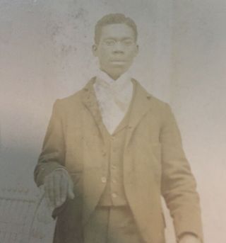 Antique Cabinet Card Photo African American Young Black Man Walking Cane Glasses