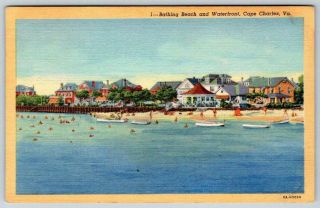 Cape Charles Virginia Va Bathing Beach & Waterfront Houses Cottages Boats Linen