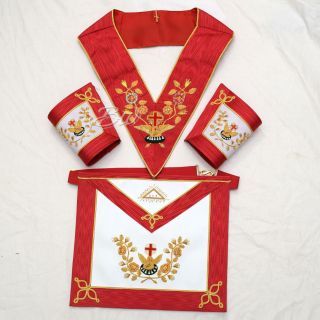 Masonic Scottish Rite Rose Croix 18th Degree Apron,  Gauntlets And Collar Set