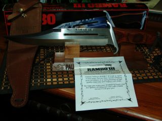 Rambo Iii Uc201 Knife W/ Leather Sheath,  Box,  C.  O.  A.