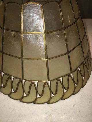 Vintage CAPIZ SHELL Brass Lamp SHADE Windowpane 13” x 8” 8