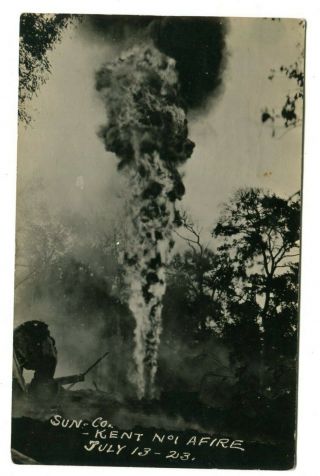 Corsicana Tx Rppc Oil Well Fire Disaster Sun Co.  Kent No.  1 Afire July 13,  1923