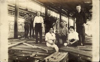 Factory Interior Workers Men Women Rppc Real Photo 1904 - 1920s