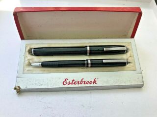Black Esterbrook J Series Fountain Pen And Push Pencil Set Ef 9550 Master Nib