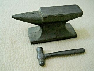 Vintage Cast Iron Mini Anvil & Ball Pein Hammer 4