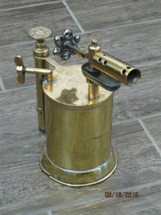 Very Rare Globe Light & Heat Co.  Brass Blow Torch W/ External Air Pipe,  Restored