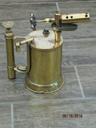 Very Rare Globe Light & Heat Co.  Brass Blow Torch W/ External Air Pipe,  Restored 3