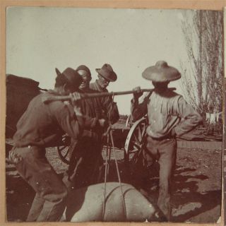 C1870 Stereoview Photo Chinese Immigrant Workers In San Francisco Weighing Grain