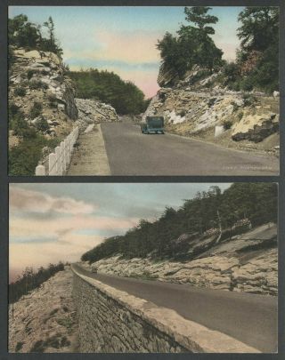 2 C.  1930s Postcards Minnewaska Trail Route 55 Ny,  Trapps Gap,  Cut And Wall