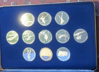 1972 SAPPORO JAPAN XI WINTER OLYMPICS 11 COIN MEDAL PROOF SET IN CASE,  FINE COND 2