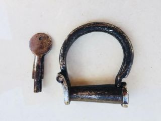 Old Vintage Antique Strong Rare Handcrafted Heavy Iron Handcuffs Lock & Key
