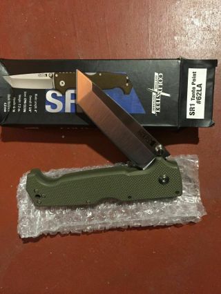 Cold Steel Sr1 Tanto Point Pocket Knife Od Green G10 Handle S35vn