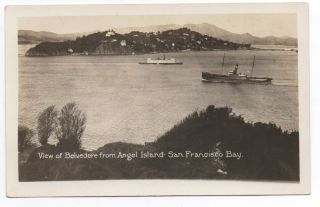 1920s Azo Rppc Postcard View Of Belvedere Ca From Angel Island With Boats