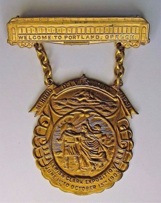 1905 Lewis & Clark Exposition Portland Order Of Railway Conductors Medal Badge