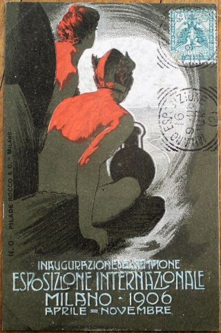 Esposizione Internazionale Milan/milano 1906 Color Litho Advertising Postcard