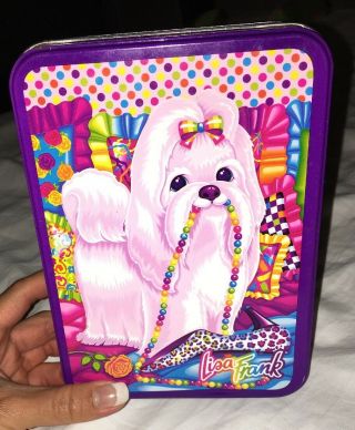 The Fantastic World Of Lisa Frank Puppy With Pearls Collectible Vintage Tin 90s