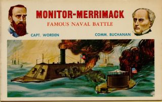 Famous Battles Civil War Monitor - Merrimack Naval Battle Postcard B43