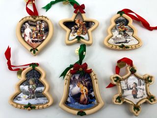 Vintage M.  J.  Hummel Danbury Christmas Ornaments Ceramic Set Of 6 Bell Tree