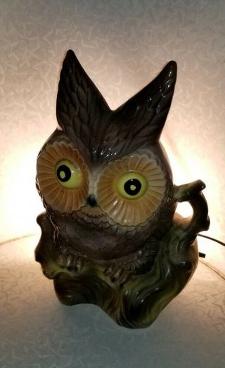 Vintage Owl TV Lamp Ceramic 12 