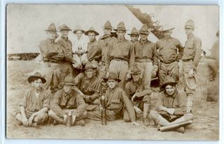 Wwi U.  S.  Army Soldiers With Mortar Shells; Real Photo Postcard Rppc C.  1917