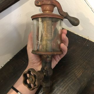 Antique Michigan Lubricator 6 Hand Pump Oiler Brass Glass Broken
