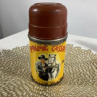 Vintage Hopalong Cassidy Thermos W/ Cap And Brown Lid