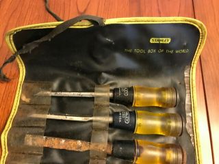 Vintage Stanley No.  60 Butt Chisel With Roll - Wood Chisel Set of 9 3