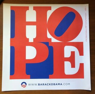 Hope By Robert Indiana In Red 2008 Official Barack Obama Campaign Poster Print