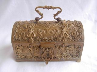 Antique French Bronze Or Brass Jewel Box,  Early 20th Century.