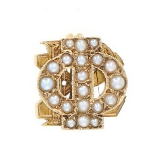Phi Rho Sigma Badge - 14k Yellow Gold Pearls Fraternity Founder 