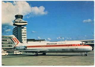 Postcard Martinair Airline Issue Douglas Dc - 9 Amsterdam Airport Aviation