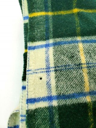 Green & White Plaid Wool Blanket Satin Trim 62 