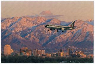 Postcard Delta Airlines Boeing 757 Salt Lake City Airport Aviation Airline