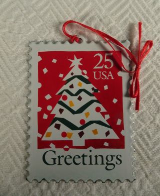 Hallmark Christmas U.  S.  Stamp Ornaments 1993 1994 1995 Enamel on Copper 2