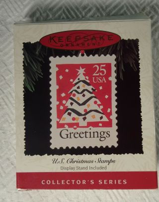 Hallmark Christmas U.  S.  Stamp Ornaments 1993 1994 1995 Enamel on Copper 4