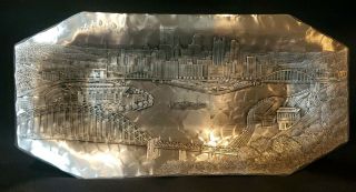 Wendell August Forge Bread Tray Pittsburgh Cityscape Skyline
