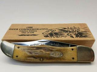Case Xx Usa 1988 5165 Ss Folding Hunter Knife Deer Commemorative Stag