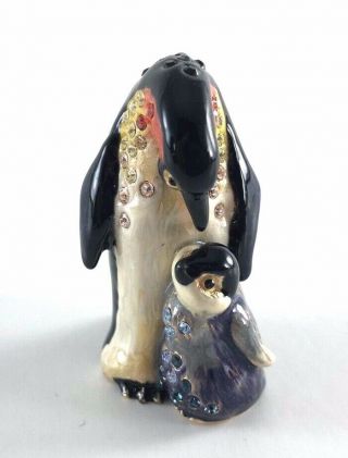 Jay Strongwater Penguin & Baby Mini Figurine With Box 7