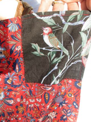 Quilt Top / Card Table Cloth - 36 " Square - Jacobian Vines And Songbirds - Red