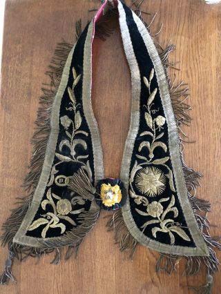 Vintage Antique Odd Fellows Ceremonial Robe Sash Ioof Occult Fraternal Beaded