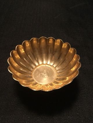 Vintage Solid Brass Candy Nut Trinket Footed Dish Bowl Flower Petal Design India